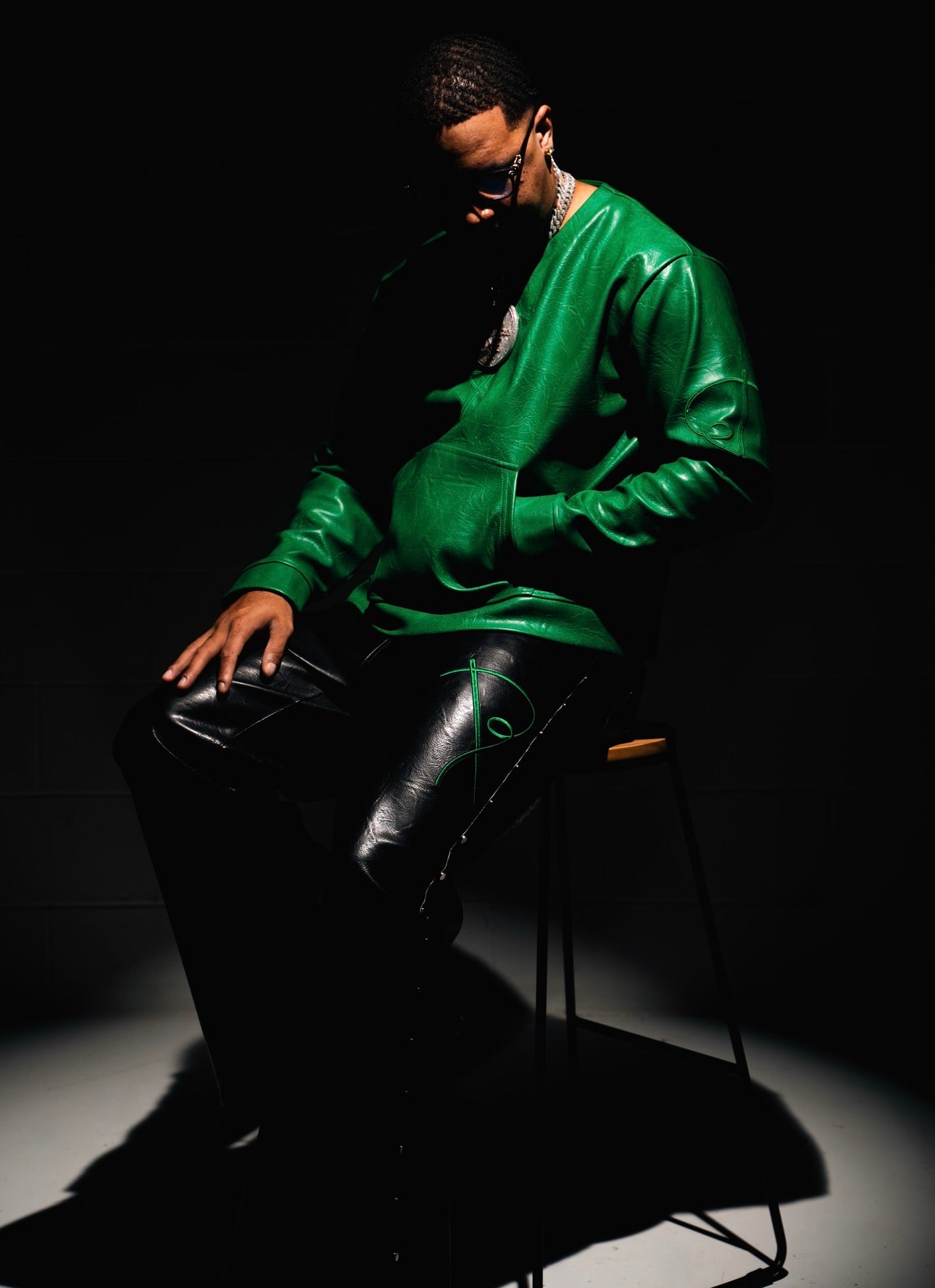 Green Goblin Studded Leather Flares