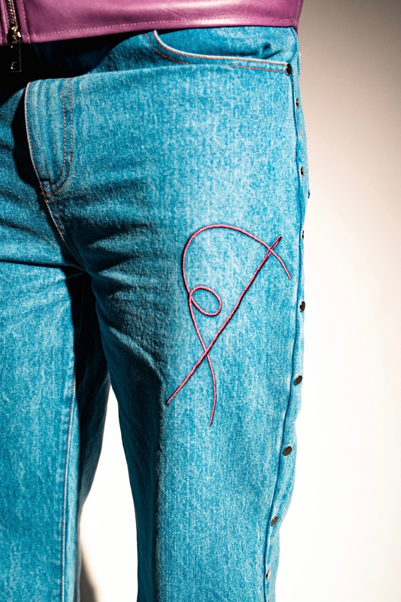 Violet Denim Studded Pants