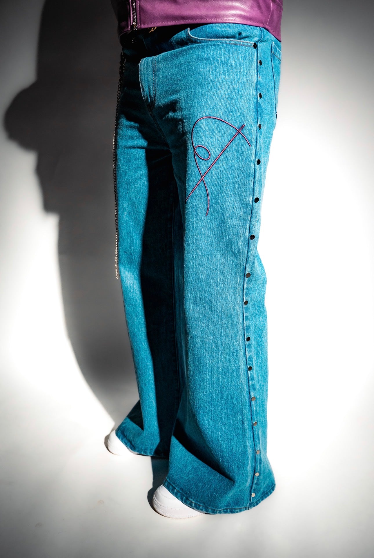 Violet Denim Studded Pants