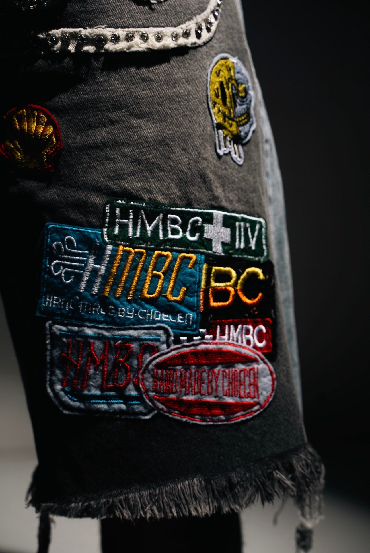 Victory Lap Denim Patchwork Shorts