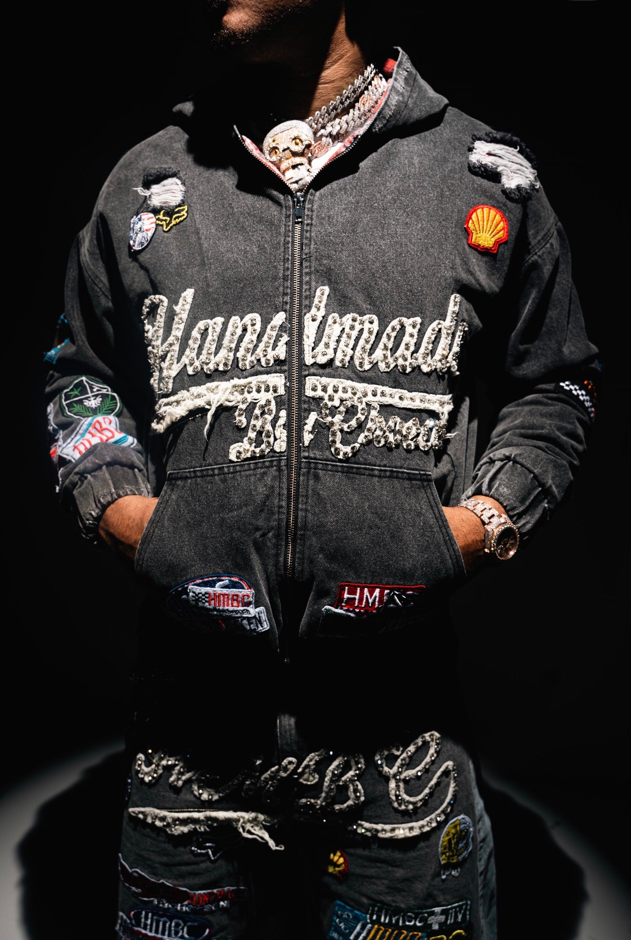 Victory Lap Denim Patchwork Hoodie