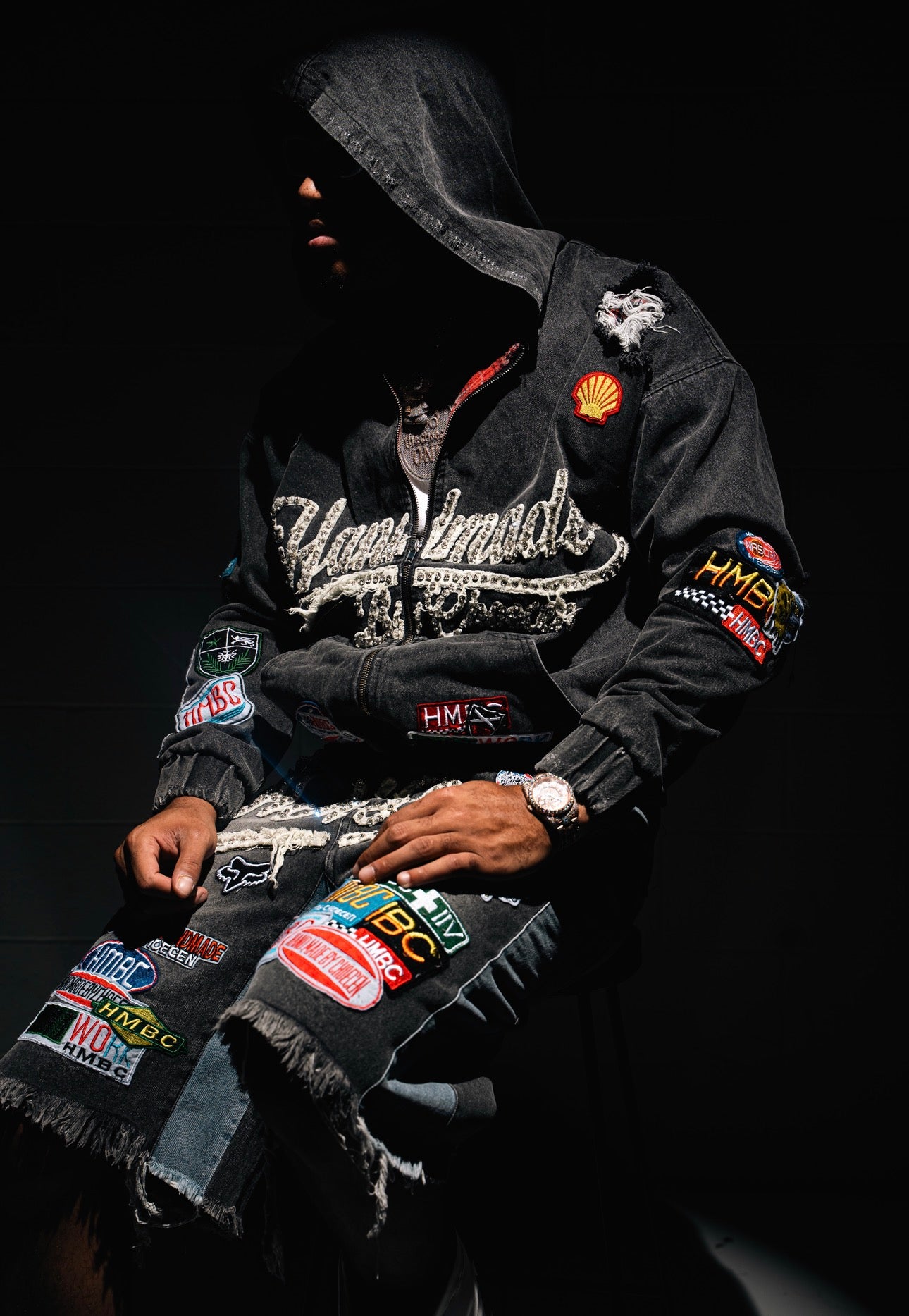 Victory Lap Denim Patchwork Hoodie